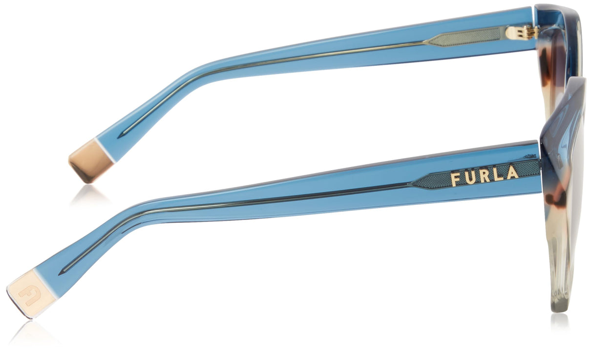 Furla, SUNGLASSES, SFU885V-54-0BLV, SHINY BLUE GRAD.GREEN, Female