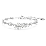 Swarovski Pulsera Gema, Tallas mixtas, Flor, Blanca, Baño de rodio