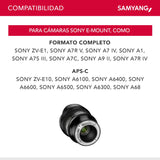 Samyang MF 14 mm F2,8 MK2 Sony E – Objectivo gran angular enfoque manual para formato completo y APS-C distancia focal fija Sony E Mount, 2. generación A7 III, A7R III, A7R IV, A6000 seria