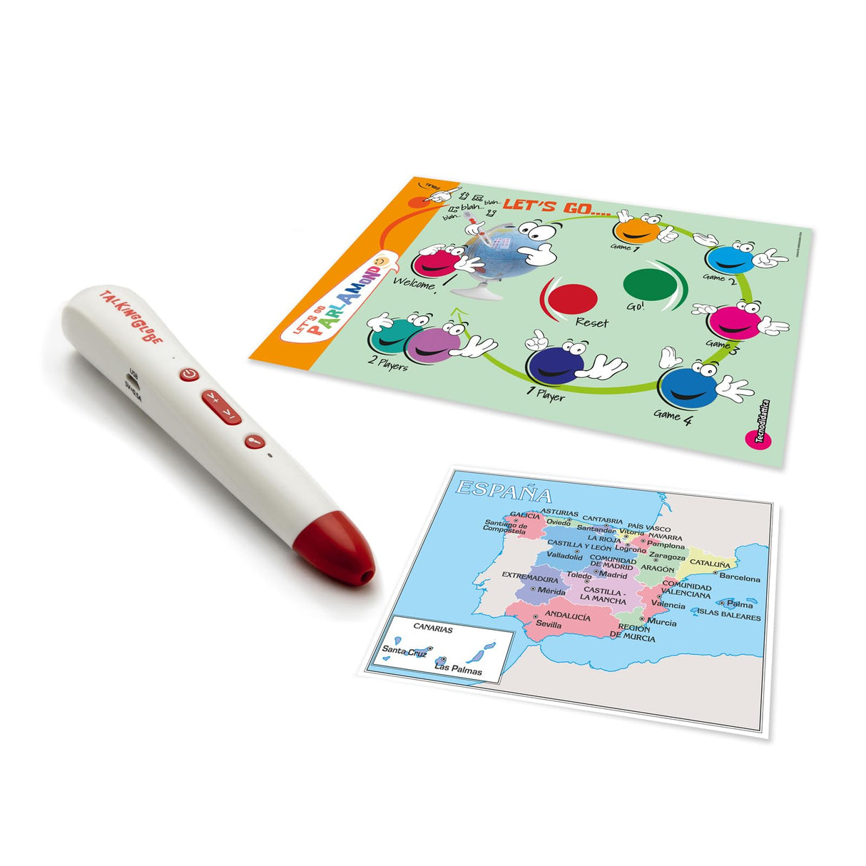 Tecnodidattica - Parlamondo | Globo Terráqueo Interactivo para Niños y Jóvenes | Globo Luminoso y Giratorio | Bolígrafo de Música con Audio | 6 Idiomas | Cartografía Política | Diámetro de 30 cm