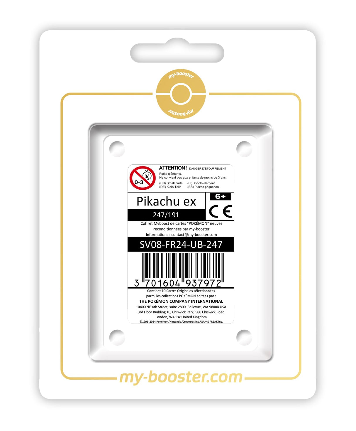 Pikachu ex 247/191 Teracristal Oro Secreta - Ultraboost X Écarlate et Violet 8 - Étincelles Déferlantes Box de 10 Cartas Pokémon Francés