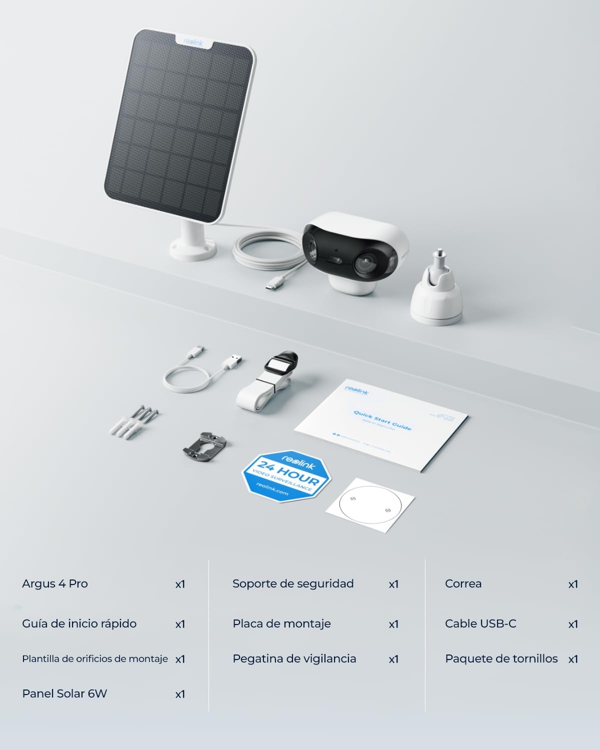 Reolink Argus 4 Pro, 4K Camara Vigilancia WiFi Exterior Solar, Visión Nocturna Verdadera en ColorX F1.0, Gran Angular de 180, 8MP Camara Seguridad con 2,4/5GHz Wi-Fi 6, Sin Cuotas