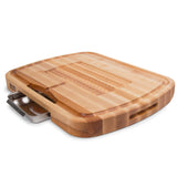 Boos Block Tabla Cortar con Recipientes – Ranura Para Jugo - Tabla Cortar Cocina Profesional - Reversible - Tabla Madera Cocina Grande – Extra Gruesa - 61 x 46 x 5,6 cm