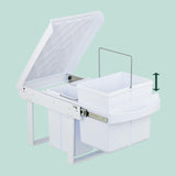 Relaxdays Cubo de Basura Cocina, 4 Compartimentos, 4X 8L, 34,6x34x51,8 cm, Extraíble, Papelera Fregadero, Blanco, Acero, Plástico, 4 x 8 L