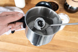 Cloer 7789 Espumador de leche eléctrico, para hasta 450 ml, espuma de leche fría o templada, chocolate caliente, diferentes modos seleccionables, 500 vatios, bobina espumante magnetica
