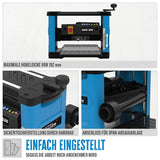 Güde Cepilladora de espesor GDH 330 (1500 W, 2 cuchillas, altura de paso de hasta 152 mm, ancho de paso hasta 330 mm, reducción de virutas de hasta 2,8 mm, mesa de alimentación plegable, colector de