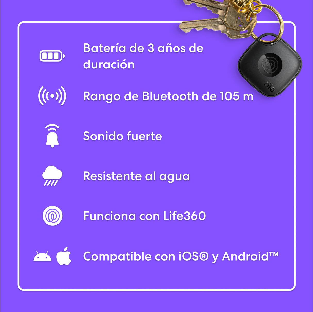 Tile by Life360 Mate - Localizador Bluetooth, localizador de Llaves y localizador de Objetos para Llaves, Bolsos y Mucho más.Compatible con iOS y Android. Paquete de 4 (Negro)