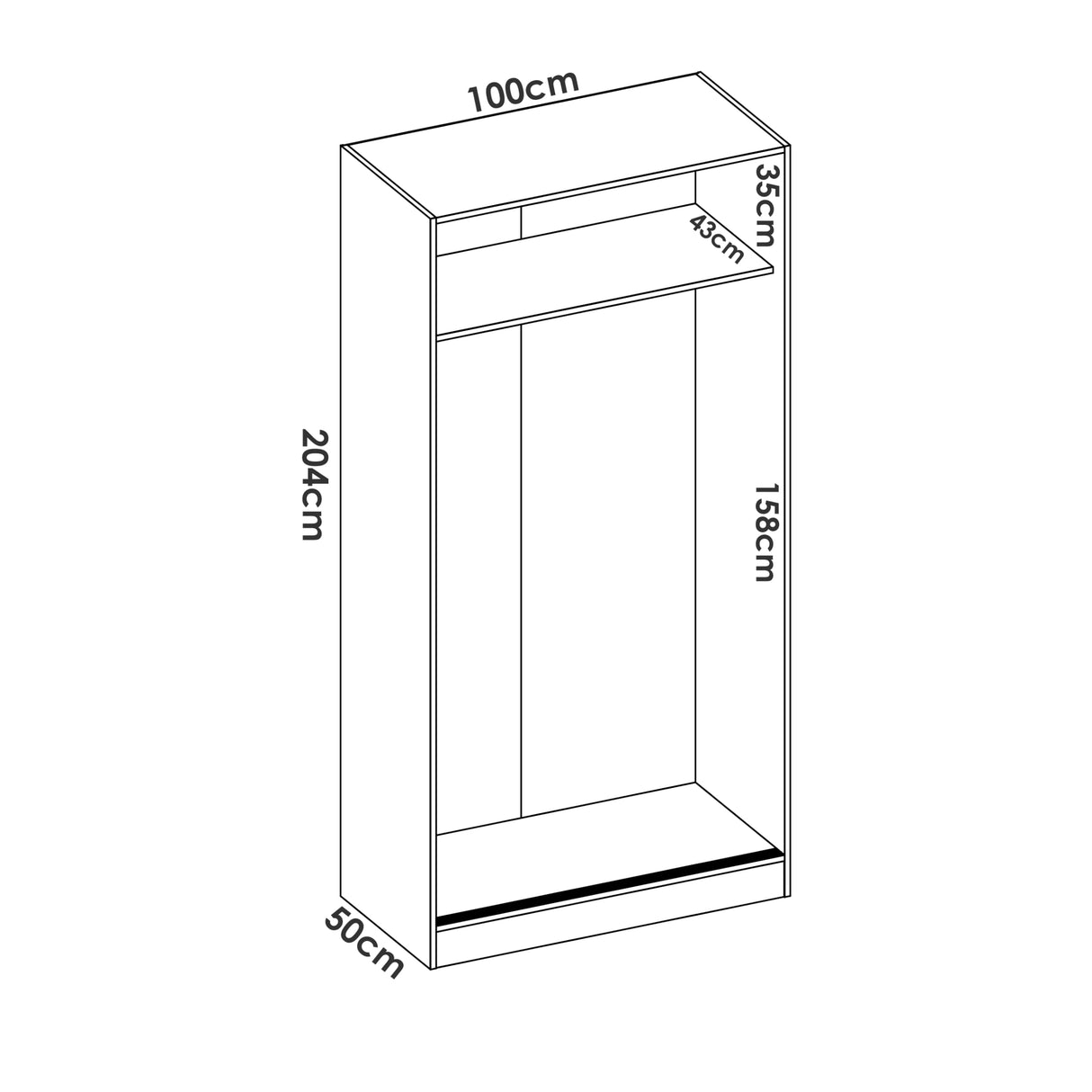 DEKIT GRUPO RIMOBEL Armario 2 Puertas correderas, Madera de ingeniería, Blanco Brillo, 100x204x50cm