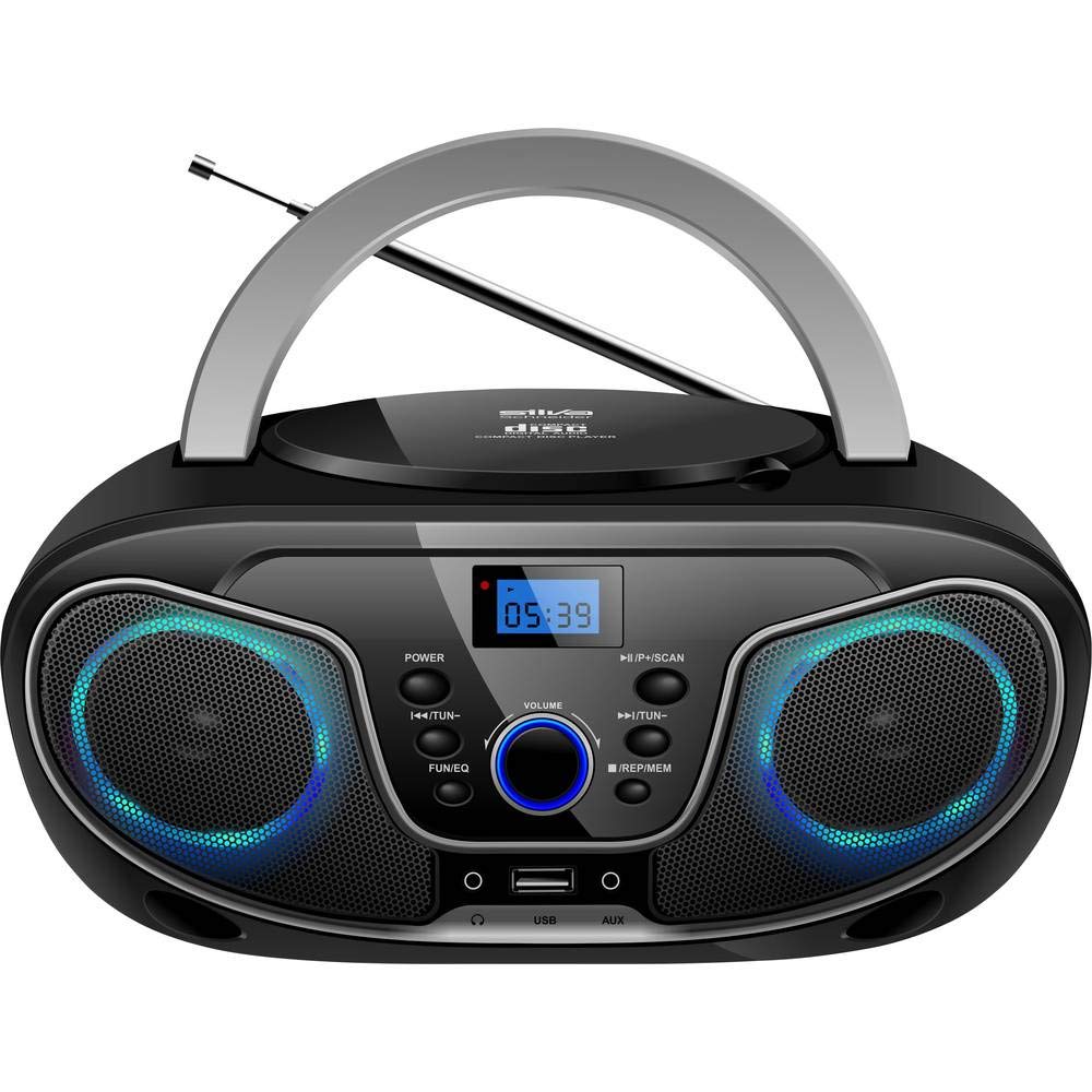 Silva-Schneider MPC 19.4 - Radio FM con Reproductor de CD, AUX, USB, Color Negro y Plateado