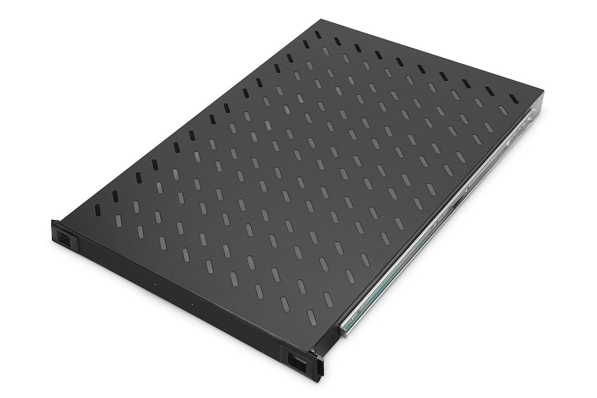 DIGITUS Professional - Baldas extraíbles para armarios de 483 mm (19") - DN-19 TRAY-2-1000SW - Accesorio delantero y trasero, carga 65 kg, desde 1000 mm profundidad, 1 unidades de altura, color negro