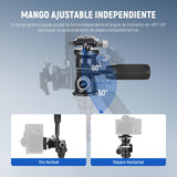 NEEWER Cámara Vídeo Trípode Cabezal Inclinable con Base Niveladora +/-15°, Cabezal de Trípode Fotografía con Mango Retráctil,1/4" Placa QR Tipo Arca para Videocámara DSLR, Carga Máx 11lb/5kg, TH03