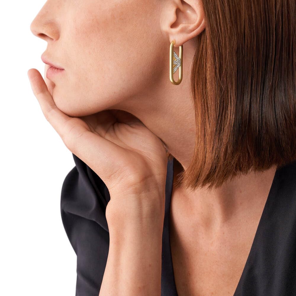Emporio Armani Pendientes de mujer de acero inoxidable o latón, con cierre Huggie o de aro