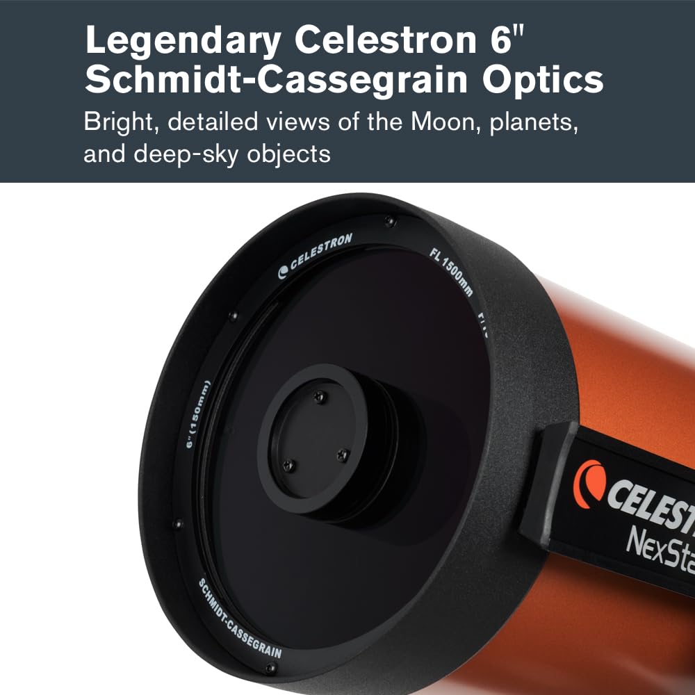 Celestron 11068 NexStar 6SE Telescopio computaricado Schmidt-Cassegrain con Montaje Totalmente automatizado, tecnología SkyAlign y Revestimiento XLT, Negro/Naranja