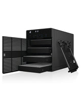 ICY BOX Externes 4-Fach USB-C Gehäuse für 2,5 Zoll & 3,5 Zoll SSD und Festplatten, USB 3.1 (Type-C, Gen 2), JBOD, Lüfter, SATA, Aluminium, Schwarz