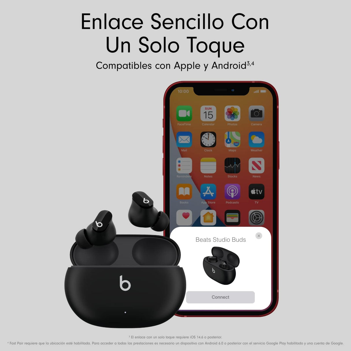 Beats Studio Buds – Auriculares intraurales Totalmente inalámbricos con cancelación del Ruido – Auriculares Bluetooth Resistentes al Sudor, compatibles con Apple y Android – Negro