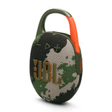 JBL Clip 5, Altavoz inalámbrico portátil con Bluetooth, resistente al agua y al polvo IP67, hasta 12h de reproducción y más con Playtime Boost activado, camuflaje