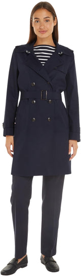 Tommy Hilfiger Gabardina Mujer Cotton Slim Fit corta, Azul (Desert Sky), 46