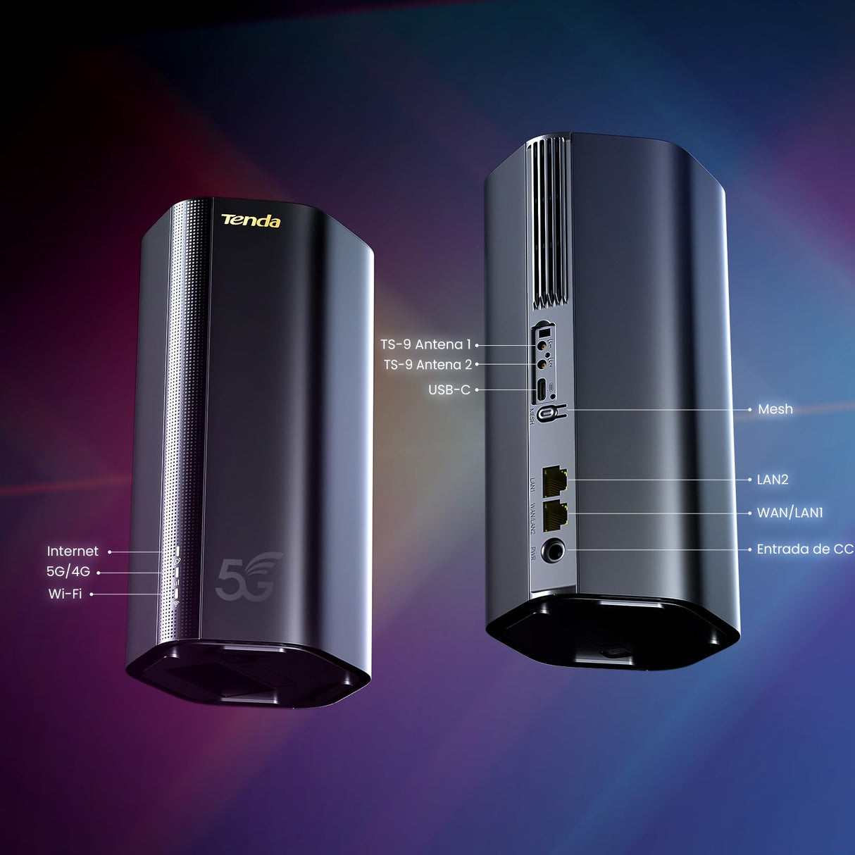Tenda 5G03 - Router 5G NR LTE, Router Wi-Fi 6 AX1800, Velocidad hasta 4,67 Gbps, Easy Mesh, Plug&Play, 2 Puertos Gigabit, Conecta hasta 128 Dispositivos, WPA3, OFDMA, MU-MIMO