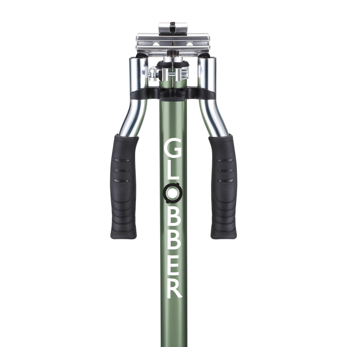 Globber - Flow Element Lights - Patinete Plegable de 2 Ruedas con luz LED, Freno Trasero y Manillar Ajustable, Desde los 5 años, para niños y Adolescentes - Verde Oliva