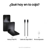 Samsung Galaxy Z Flip7 FE 128GB - Teléfono con IA, Diseño Plegable, Pantalla Frontal Amplia, Cámara 50MP, Memoria 8GB, Batería 4000 mAh, Garantía 3 Años + 1 año Extra, Negro (Versión Española)