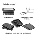 Braun MultiGrill 9 CG 9167, Plancha Eléctrica con Placas Planas, Parrilla y Gofres, 2 Termostatos Independientes, 3 Posiciones, Sonda Térmica, Apta para Lavavajillas, 2000W, Negro/Acero Inoxidable