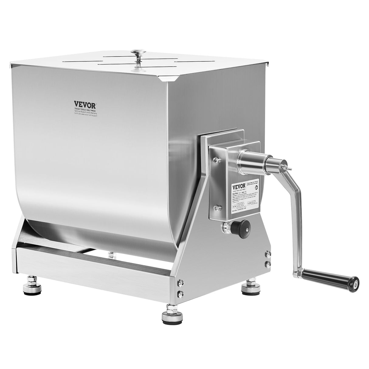 VEVOR Mezcladora de carne manual, mezcladora de carne con tanque inclinado con capacidad de 15 libras, equipo de procesamiento de carne de acero inoxidable