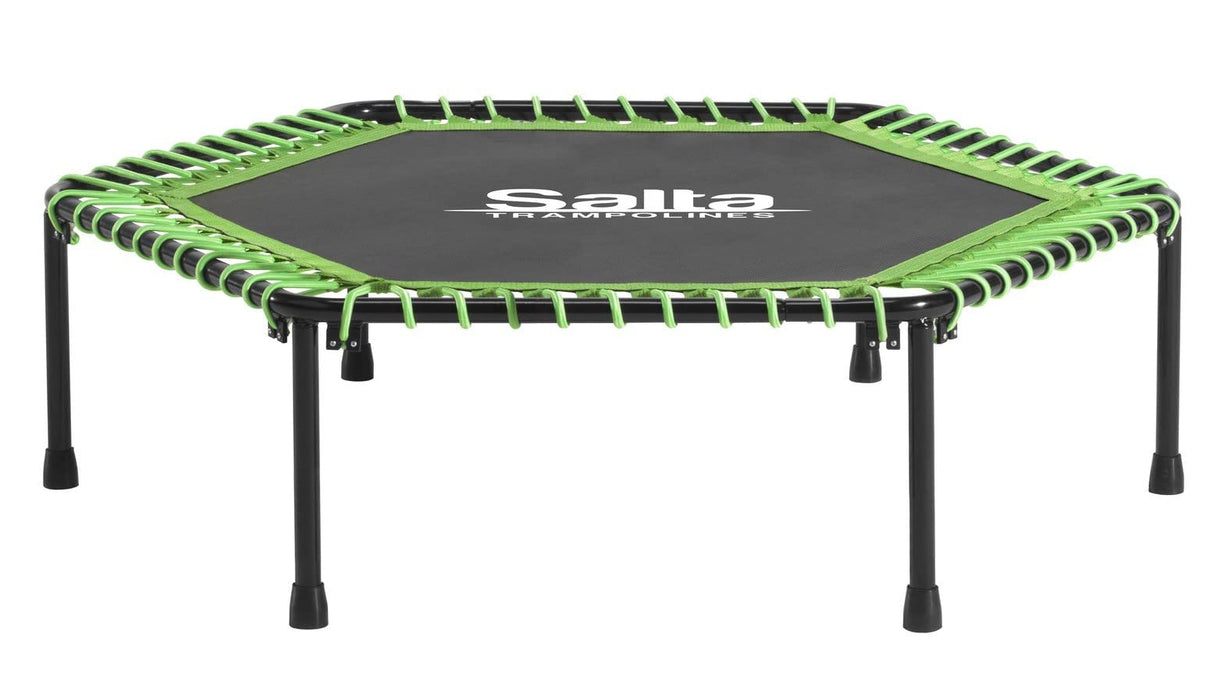 Salta Fitness – 128 cm de diámetro – Cama elástica Interior – Mango Ajustable en 5 Alturas – Suspensión elástica/Bungees, construcción sólida – Hexagonal – Capacidad de Carga 110 kg – Verde