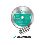 Evolution 355mm A355TCT-80CS Hoja de sierra para cortar aluminio - Hoja de sierra de metal con punta de carburo de 80 dientes que casi no genera calor, rebabas ni chispas