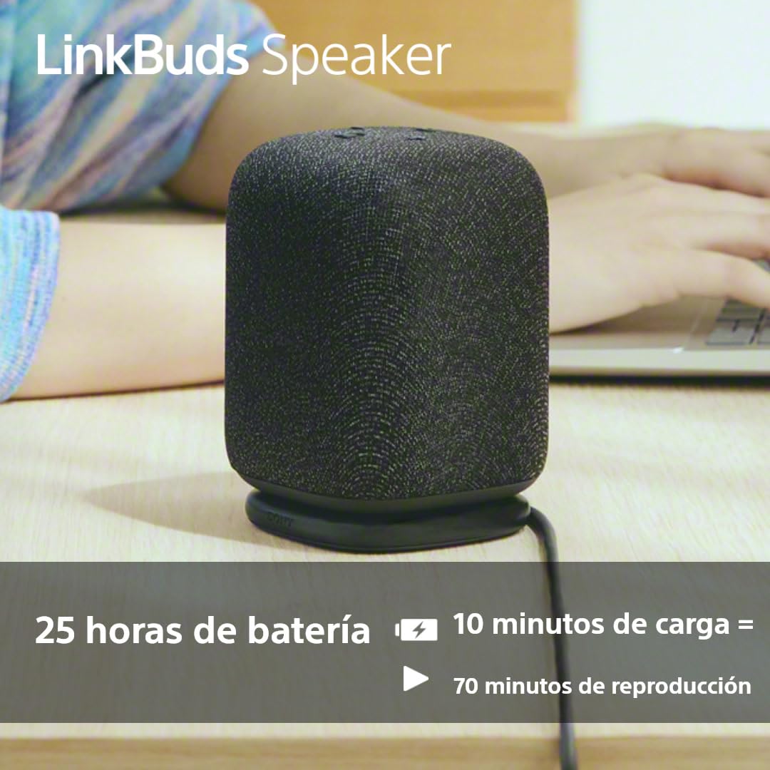 Sony LinkBuds Speaker – Altavoz portátil inalámbrico Bluetooth, IPX4, Resistente al Agua, 25 Horas de batería, Calidad de Llamada nítida, Exteriores, Viajes - Negro
