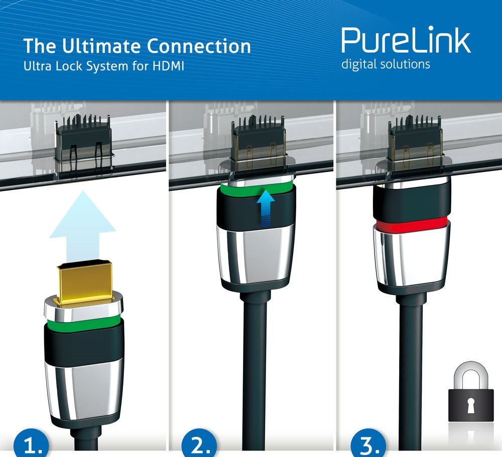 PureLink ULS1000-100 Cable HDMI de Alta Velocidad Activo Certificado Ethernet con Bloqueo de Seguridad