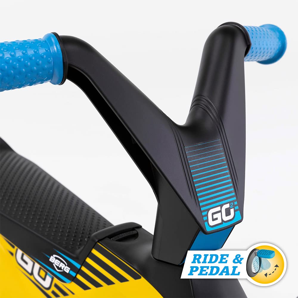 BERG Toys GO2 - Go Kart 2 en 1 2 en 1 para bebés y niños pequeños, para Interiores y Exteriores, 4 Ruedas, Juguete para niños de 10 a 30 Meses, Amarillo