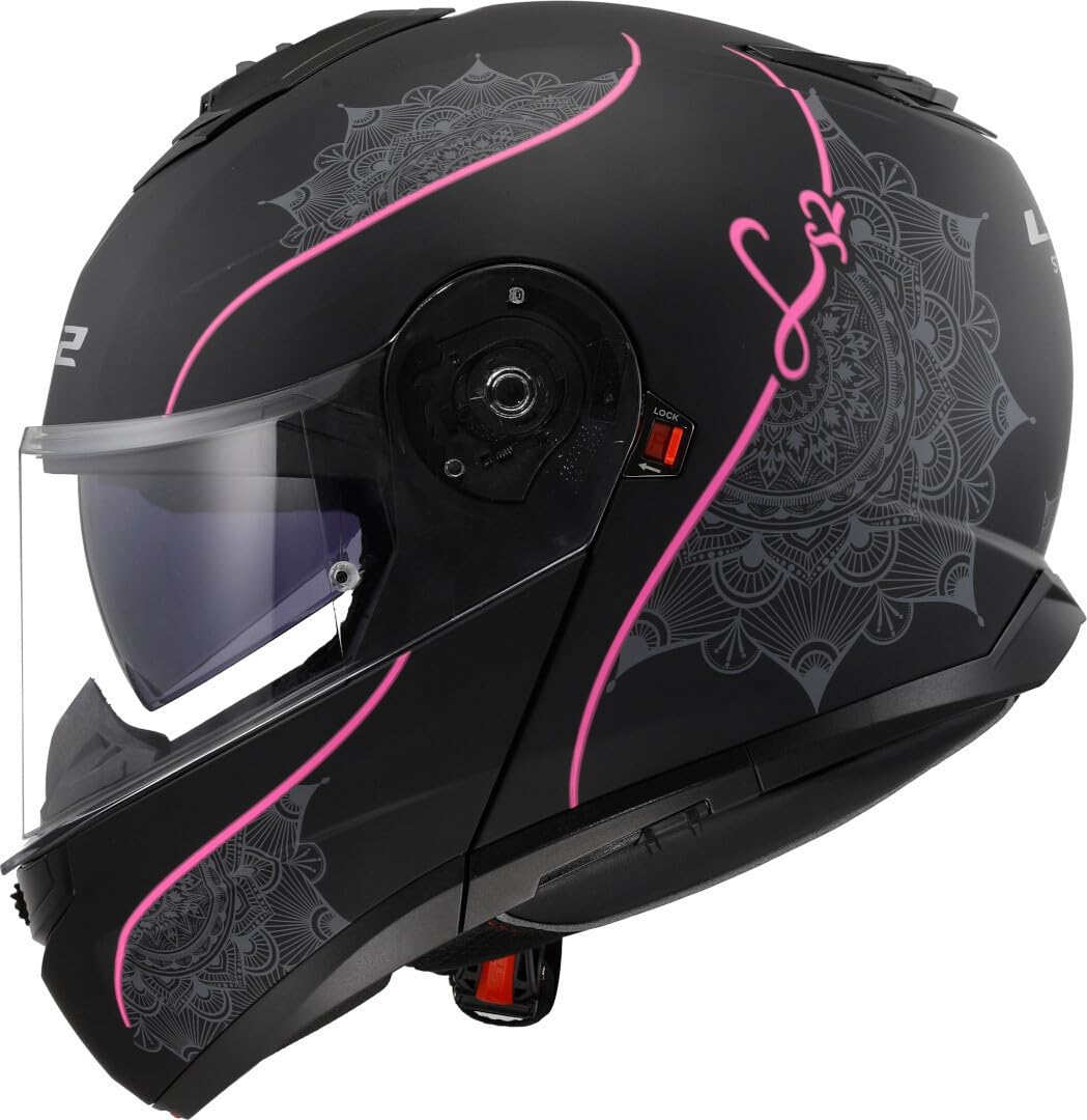 LS2, Casco modular moto STROBE II LUX negro rosa, S