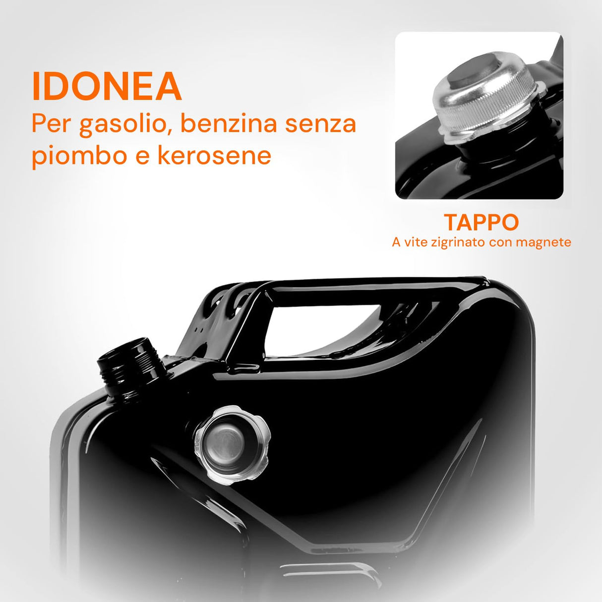 Bidón de combustible de metal barnizado con polvo epoxi, de 5 l, con tapón magnético, grosor 0,9 mm, para diésel, gasolina y queroseno