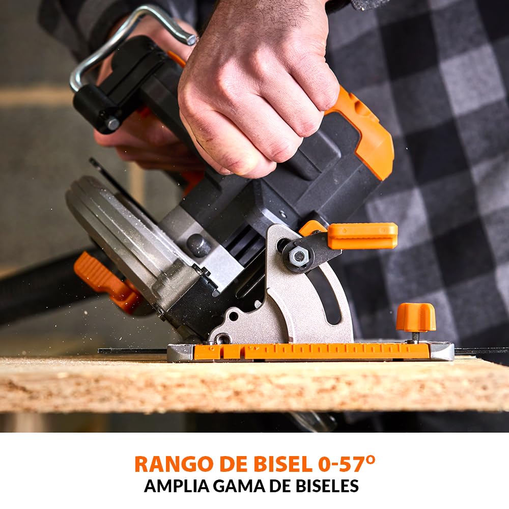 Evolution Power Tools R185CCS-Li Sierra circular sin cable y sin escobillas 18v Li-Ion Incluye hoja TCT Multi-Material, Corta Madera, Metal, Plástico y Más, Guía Incluida, Batería No Incluida, 185mm