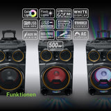 M-1938 DJ - Altavoz Bluetooth con Radio, USB, 2 entradas de Micro luz Ambiente 150W (Incluye micrófono)