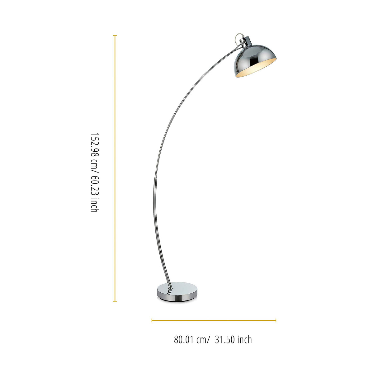 Versanora Lámpara LED de pie estándar cromada y curvada Arco VN-L00024EU
