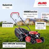 AL-KO Cortacésped de Gasolina Comfort 46.0 SP-A Plus (Ancho de Corte de 46 cm, Potencia de Motor de 2,1 kW, Carcasa de Chapa de Acero, tracción Trasera, función de mantillo, expulsión Lateral, para