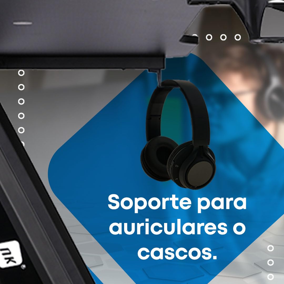 NK Mesa Escritorio Gaming con LED (120x60cm) - Portavasos y Botellas, Soporte Auriculares/Cascos, Gestión de Cables, Gaming Desk, Tabla 1.5cm (Resistencia) Peso Máximo 100kg (Rosa)