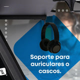 NK Mesa Escritorio Gaming con LED (120x60cm) - Portavasos y Botellas, Soporte Auriculares/Cascos, Gestión de Cables, Gaming Desk, Tabla 1.5cm (Resistencia) Peso Máximo 100kg (Rosa)