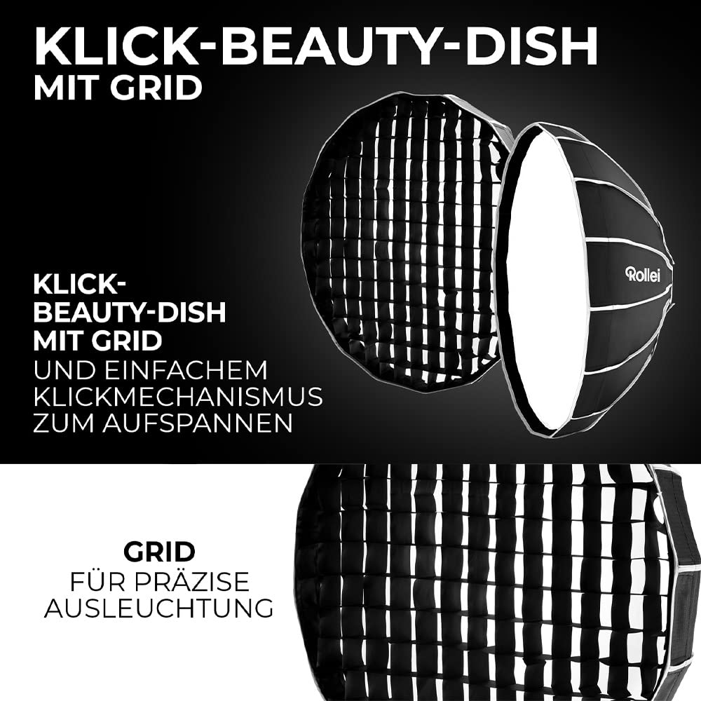 Rollei klick-Beauty-Dish 28255 - Caja Blanda de 105 cm de diámetro y función de luz Similar, Color Negro