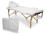 QUIRUMED Camilla de Masaje Plegable de Madera WELLCORE, con Respaldo abatible, Plus, 185 x 65 cm, Polipiel, Altura Regulable, Cabezal extraíble, Agujero Facial, Color Blanco, hasta 225 kg