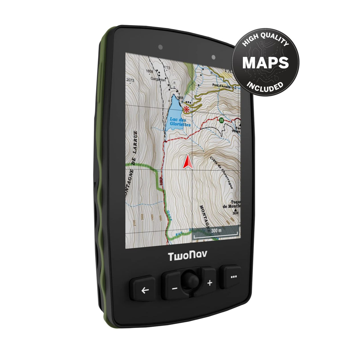 TwoNav Aventura 2 Plus, GPS de Mano con Pantalla Amplia 3.7 Pulgadas, Botones y Joystick para montaña, Alpinismo, Trekking o Senderismo con mapas incluidos. Color Verde