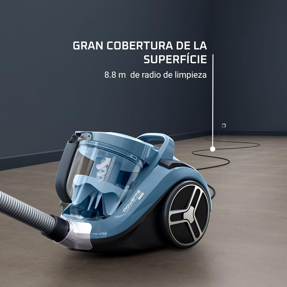 Rowenta Compact Power XXL Aspiradora con cable sin bolsa, motor EffiTech, depósito suciedad 2,5L, tecnología ciclónica, cabezal alta eficiencia, accesorio para mascotas, aspiradora silenciosa, RO4871