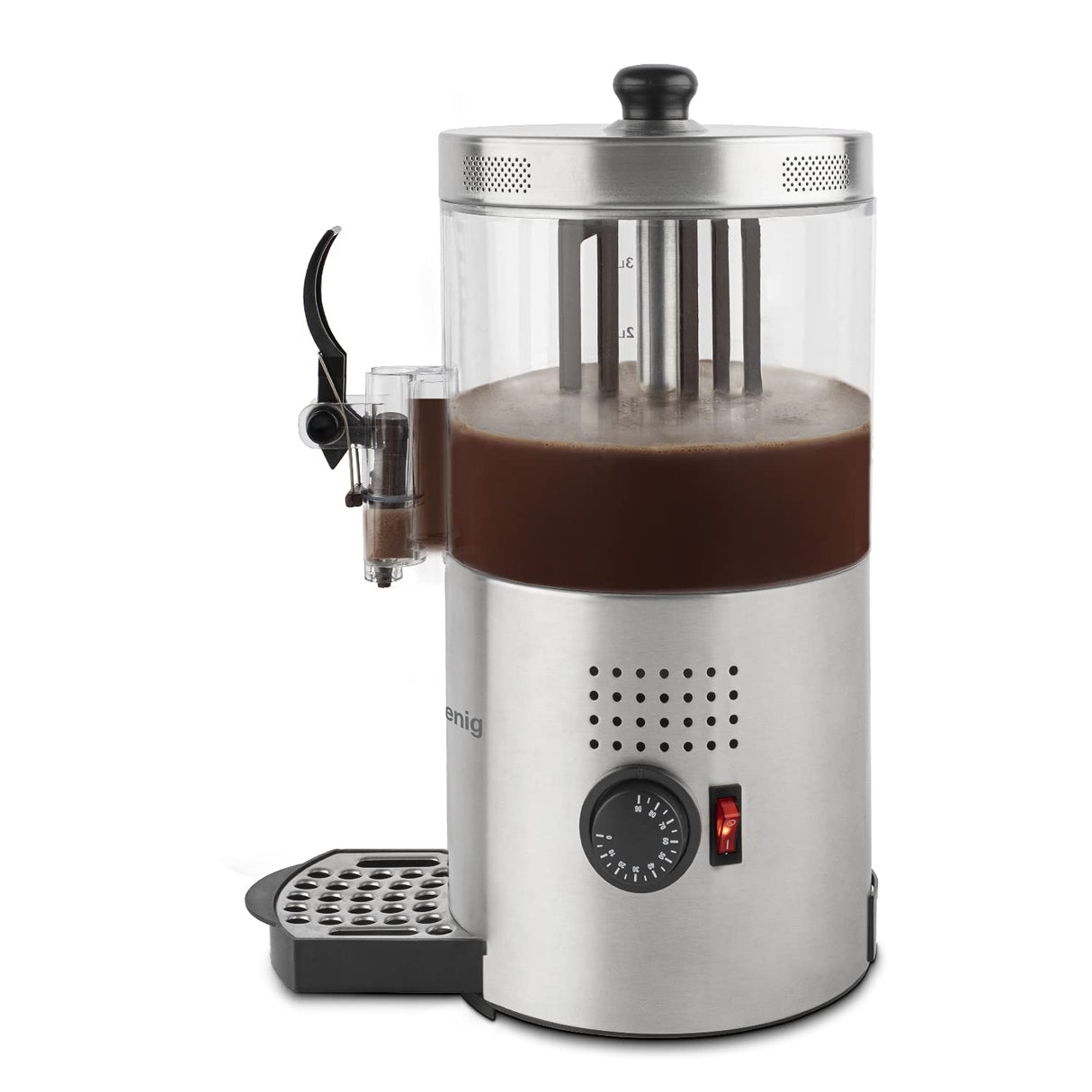 H.Koenig Dispensador de chocolate caliente Acero inoxidable SHK800, 1200W, Recipiente extraíble de 3L, Termotast ajustable, Mantener caliente, Sistema antigoteo, Apto para lavavajillas