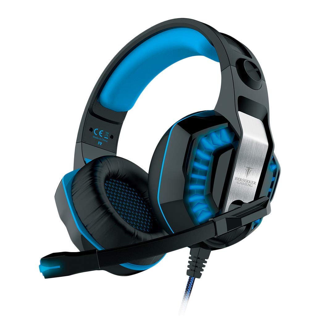 BERSERKER Auriculares Gaming USB 7.1 con Micrófono, Vibración de Graves, LED, Control Remoto, 50mm