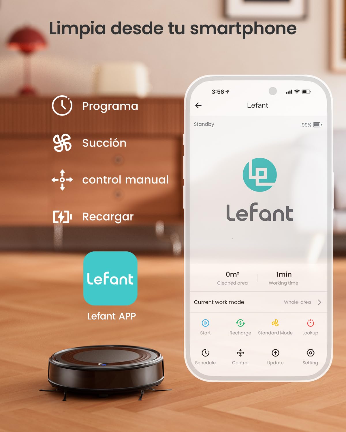 LEFANT Robot aspirador M310, 4500 Pa, superdelgado, con prevención precisa de obstáculos, tiempo de funcionamiento de 180 minutos, filtro HEPA, aspiradora robot WiFi para pelo de animales, alfombras y