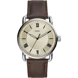 Fossil Reloj para hombre Copeland 42mm, movimiento de cuarzo, caja de 42mm de acero inoxidable plateado con correa de piel, FS5663