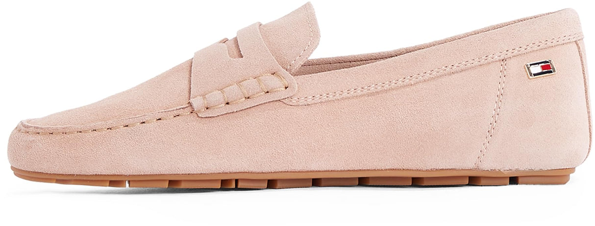 Tommy Hilfiger Mocasines Mujer Flag Soft Suede Loafer Elegante, Marrón (Claystone), 37