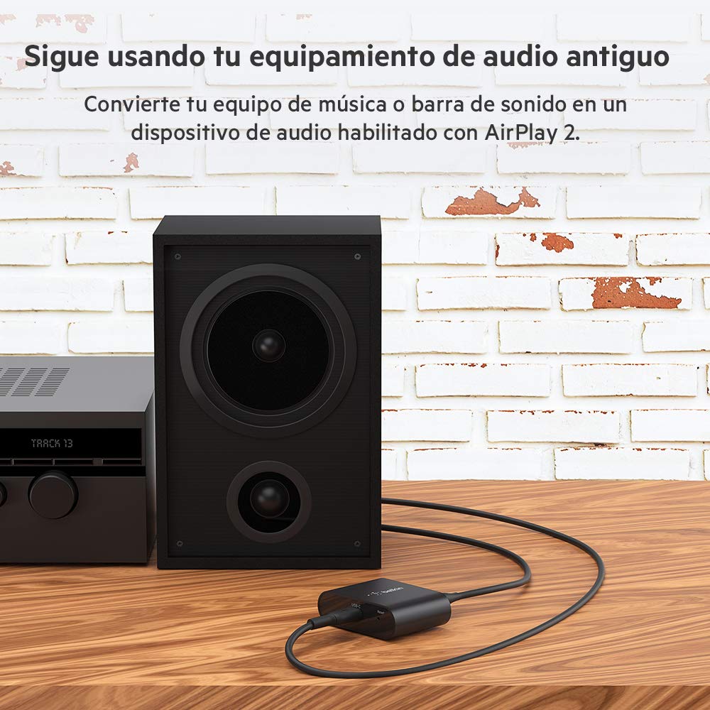 Belkin SoundForm Connect AirPlay 2 (adaptador y receptor de audio para reproducción inalámbrica con entrada óptica/3,5 mm para iPhone, iPad, y otros con AirPlay)