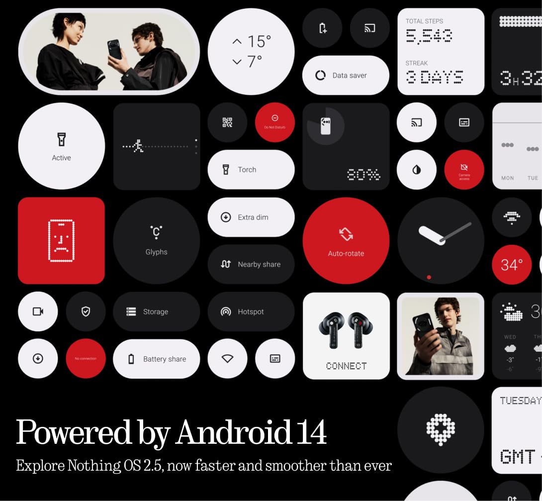 Nothing Phone (2a) 8+128GB - Smartphone con Nothing OS 2.5 - Negro